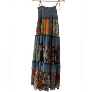 Young Threads Tiered Jean and Patchwork Maxi Dress NWT